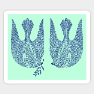 Couple of cute blue peace birds, version 3 Magnet